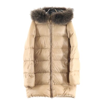 ブルガリア製 フーデッド ダウンコート ベージュ レディース Bランク