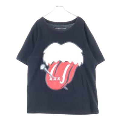×GOD SELECTION XXX ゴッドセレクション カート期 モチーフ プリント クルーネック 半袖Tシャツ カットソー ブラック Bランク