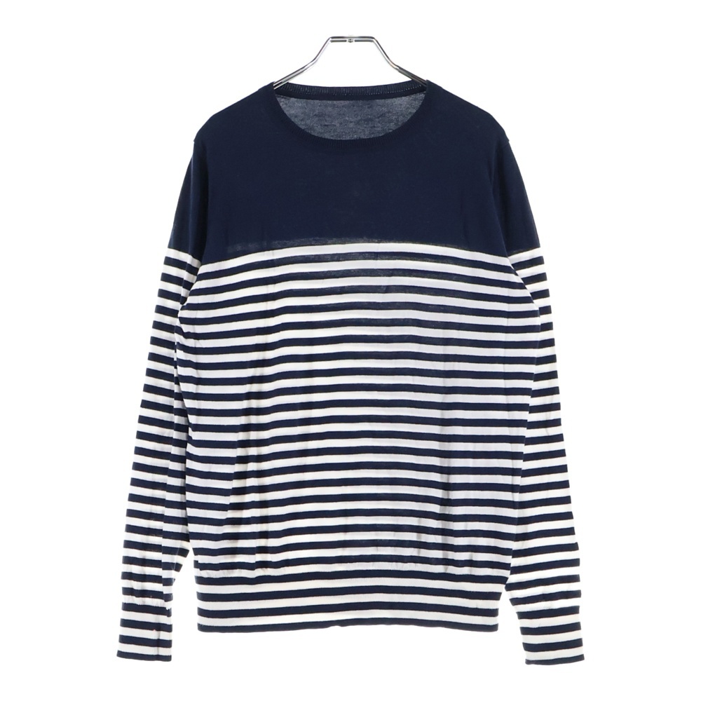 ボーダー クルーネック ロングスリーブ長袖Tシャツ カットソー ネイビー/ホワイト UE-90042 Bランク