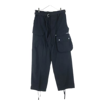 21AW COTTON OXFORD PANTS コットン オックスフォード マルチフラップポケット ベルト付き カーゴパンツ ブラック 21-02596M Bランク