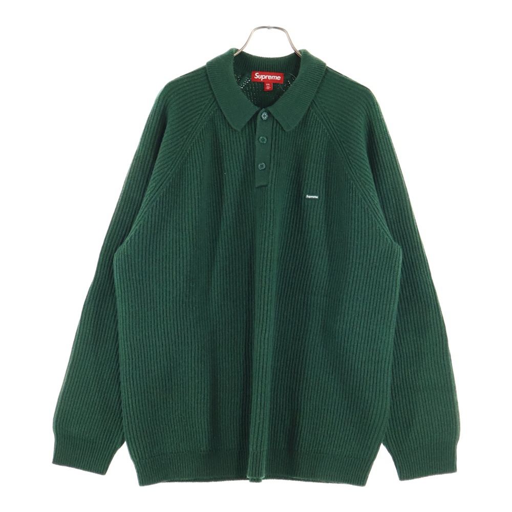 24AW Small Box Polo Sweater スモールボックスロゴ ポロ ニット スウェット セーター グリーン Bランク