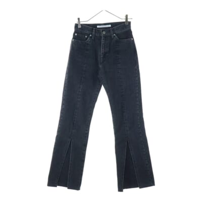 WOMENS WASHED DENIM SLITTED PANTS ウィメンズ ウォッシュド スリットデニムパンツ ブラック JLSW-35 Bランク