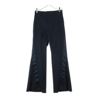 ウール混 サイドライン フレアスラックス パンツ ブラック 23-06624 Aランク