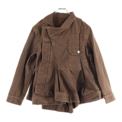 WOMEN'S ASYMMETRIC DENIM JACKET ウィメンズ アシンメトリー デニムジャケット レディース ブラウン 25-07955 Aランク