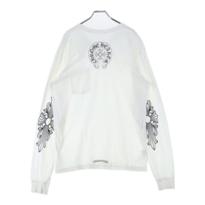 FLRL CRS L/S TEE ネックロゴ フローラル ロゴプリント ロングスリーブ 長袖Tシャツ カットソー ホワイト Bランク