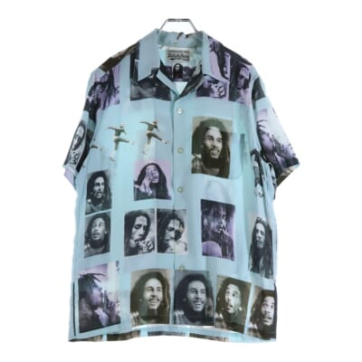 BOB MARLEY S/S HAWAIIAN SHIRT ボブマーリー フォトプリント 半袖ハワイアンシャツ アロハシャツ ライトブルー Bランク