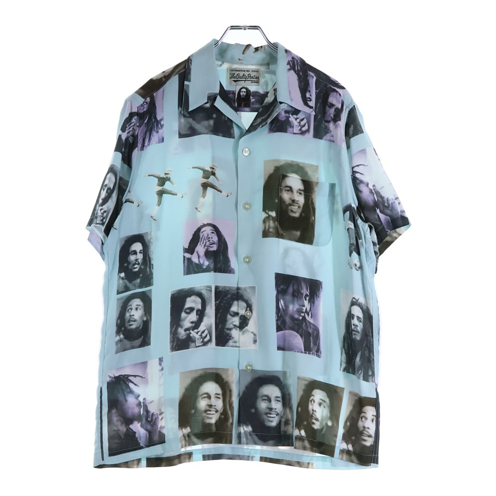 BOB MARLEY S/S HAWAIIAN SHIRT ボブマーリー フォトプリント 半袖ハワイアンシャツ アロハシャツ ライトブルー Bランク