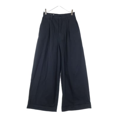 CHINO HIGH WAISTED NIME PANTS チノ ハイウエストニームバギーパンツ シンチバック付1タックワイドパンツ ブラック EK-1437LP Bランク