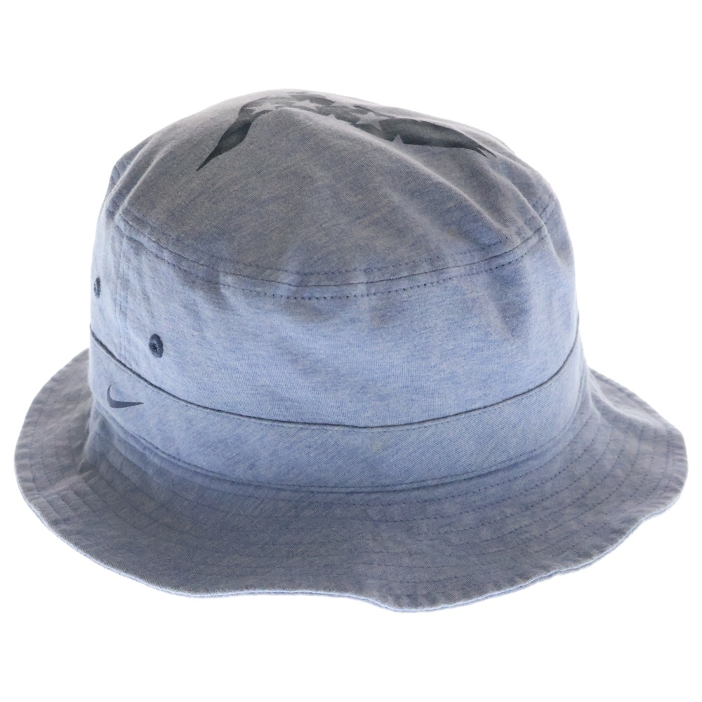 ×NIKE ナイキ ロゴプリント コットンバケットハット 帽子 ブルー 596109 Bランク