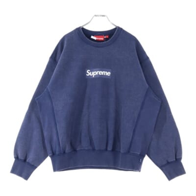 25SS Washed Box Logo Crewneck ウォッシュド ボックスロゴ クルーネック スウェット トレーナー ネイビー Sランク
