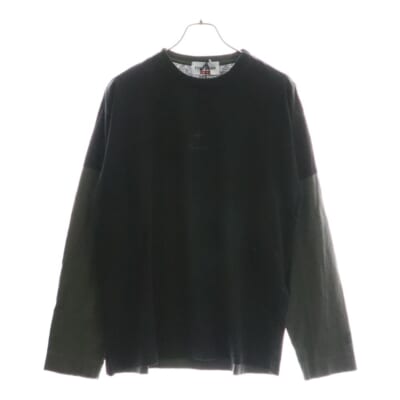 23AW ×STONE ISLAND L/S TEE ストーンアイランド フロントロゴデザイン クルーネック カットソー 長袖Tシャツ ブラック 7925201S6 Sランク