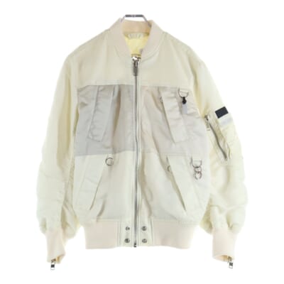 リバーシブル ジップアップボンバージャケット MA-1 ホワイト Bランク