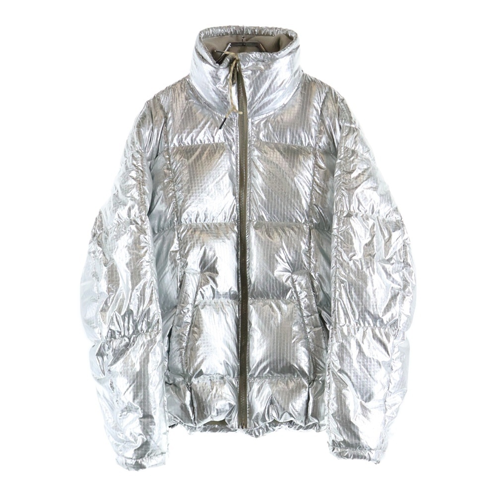 襟切り替え ジップアップナイロンダウンジャケット シルバー A03145 Bランク