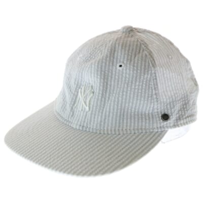 ×NEW ERA ニューエラ ニューヨークヤンキース ストライプ キャップ 帽子 グレー Bランク