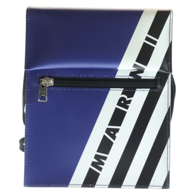 TRIBECA トライベッカ ロゴプリント レザーショルダーバッグ ネイビー SBMQ0036A3 Sランク