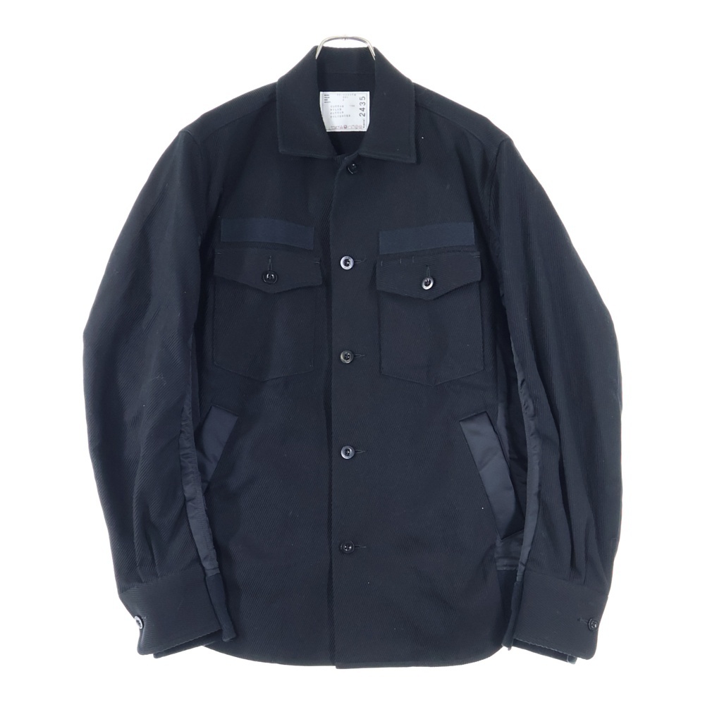 20AW コントラストディティール ナイロン切替 ドッキングシャツ ブラック 20-02435M Bランク