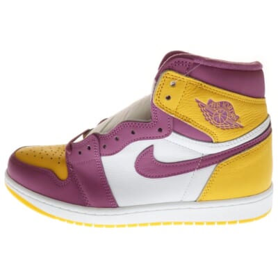 エアジョーダン 1 ホワイト/イエロー ハイカット24.5cm ナイキ エアジョーダン1 ハイカット スニーカー シューズ