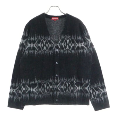 22AW Abstract Stripe Cardigan アブストラクト ストライプ ニットカーディガン ブラック/グレー Sランク
