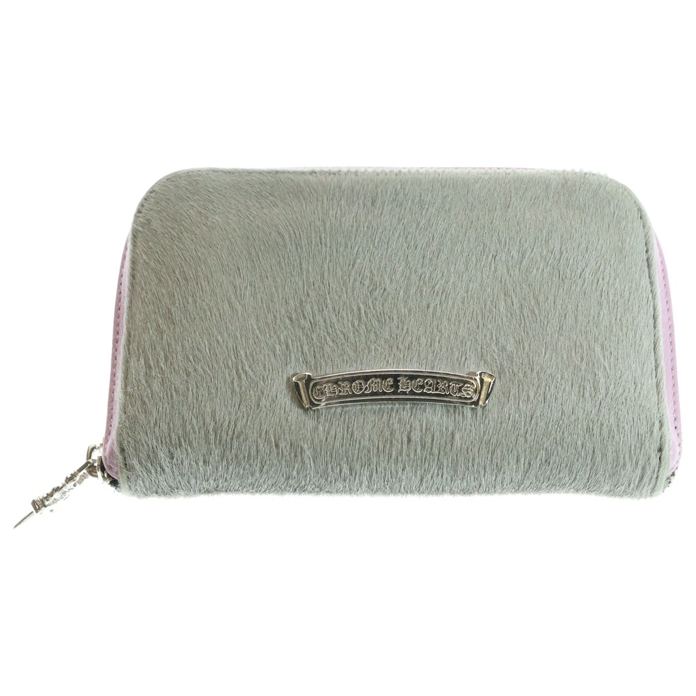 REC F ZIP MINI ミニ ラウンドジップ ハラコレザー コンパクトウォレット 財布 グレー Bランク