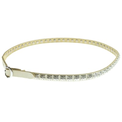 ガンスリンガー フルピラミッド レザー ベルト ホワイト/シルバー Bランク