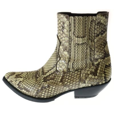 レオン シャイニーリアルパイソン チェルシーブーツ ベージュ Bランク