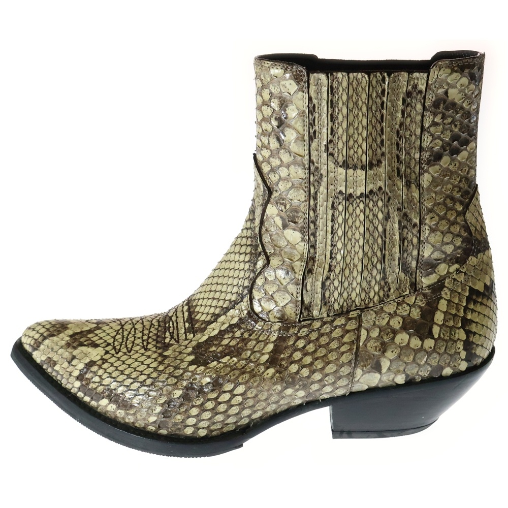 レオン シャイニーリアルパイソン チェルシーブーツ ベージュ Bランク
