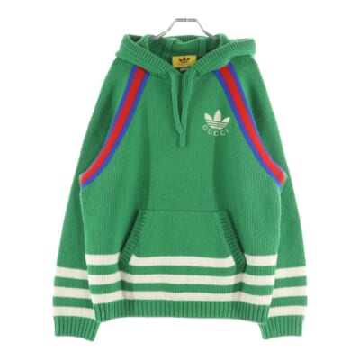 ×adidas Knit Pullover Parka アディダス ニット プルオーバーパーカー グリーン 723079 Bランク