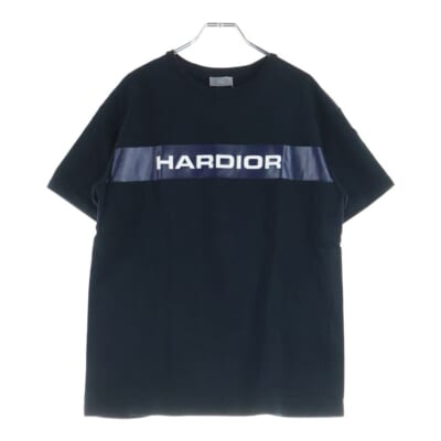 18SS HARDIOR ロゴプリント クルーネック 半袖Tシャツ カットソー ブラック 863J611I1615 Bランク