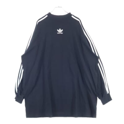 23SS ×adidas アディダス サイドライン クルーネック 長袖Tシャツ カットソー ブラック 728789 TNVA6 Bランク