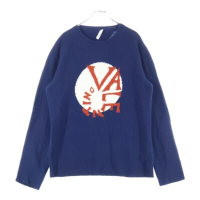 19SS サークルロゴ ウール ニット セーター ネイビー RV3KC01FMRN Bランク