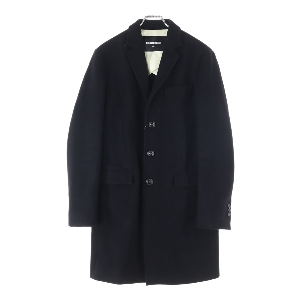 15AW ウール チェスターコート ロングコート ブラック S74AA0078 Aランク