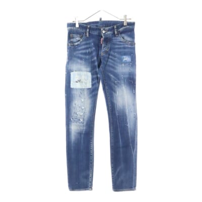 15SS ボタンフライ ダメージ加工 デニム ジーンズ スキニーパンツ インディゴ S74LA0703 Bランク