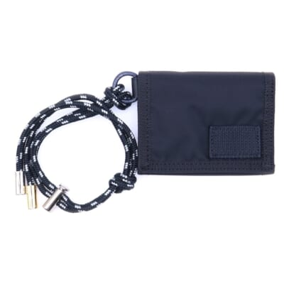×PORTER Trifold Wallet ポーター ストラップ付き ナイロン 三つ折り財布 ウォレット ブラック 2110600188 Aランク