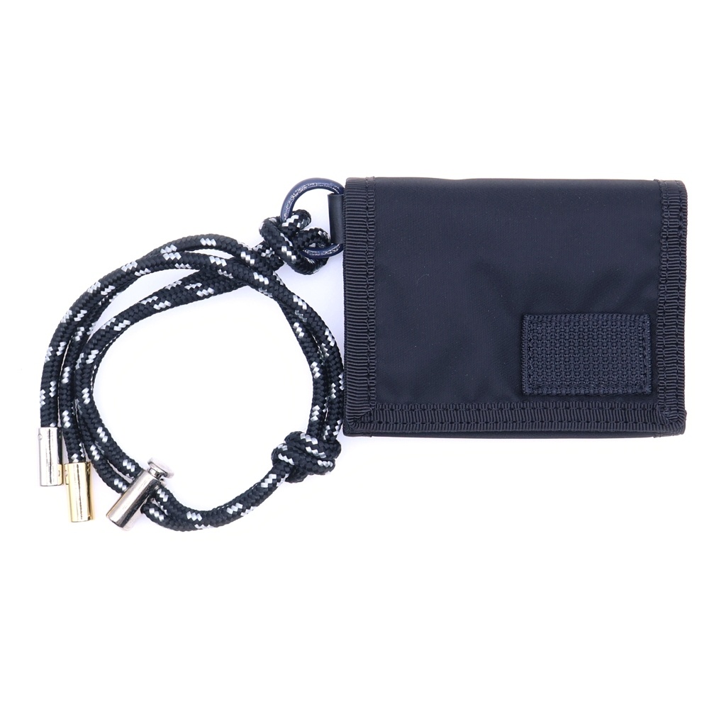 ×PORTER Trifold Wallet ポーター ストラップ付き ナイロン 三つ折り財布 ウォレット ブラック 2110600188 Aランク