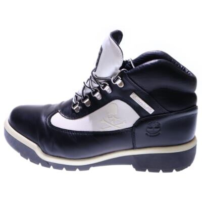 19AW ×MASTERMIND WORLD マスターマインド ワールド フィールドブーツ ハイカット ブラック/ホワイト US10/28cm A297V Bランク