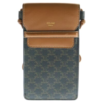 トリオンフ フォンポーチ ブラウン レザー ショルダーバッグ Bランク