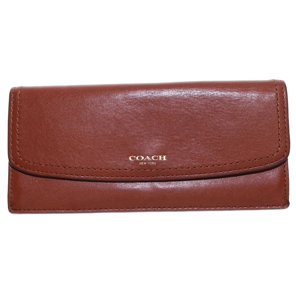 二つ折り長財布 ロングウォレット カードケース ブラウン レザー レディース Bランク