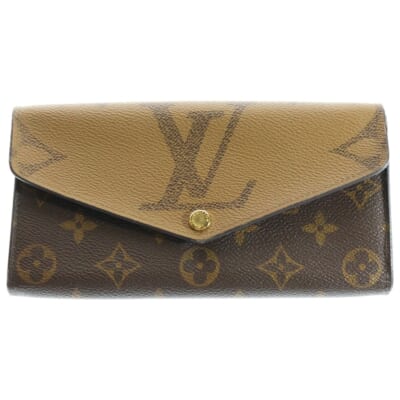 モノグラム ジャイアントリバース ポルトフォイユサラ 長財布 ロングウォレット カードケース ブラウン レザー ゴールド金具 M80726 Bランク