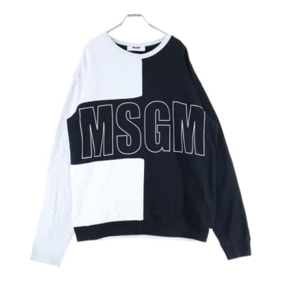 カラーブロックデザイン ロゴ クルーネックスウェットトレーナー 2540MM92 ブラック Bランク