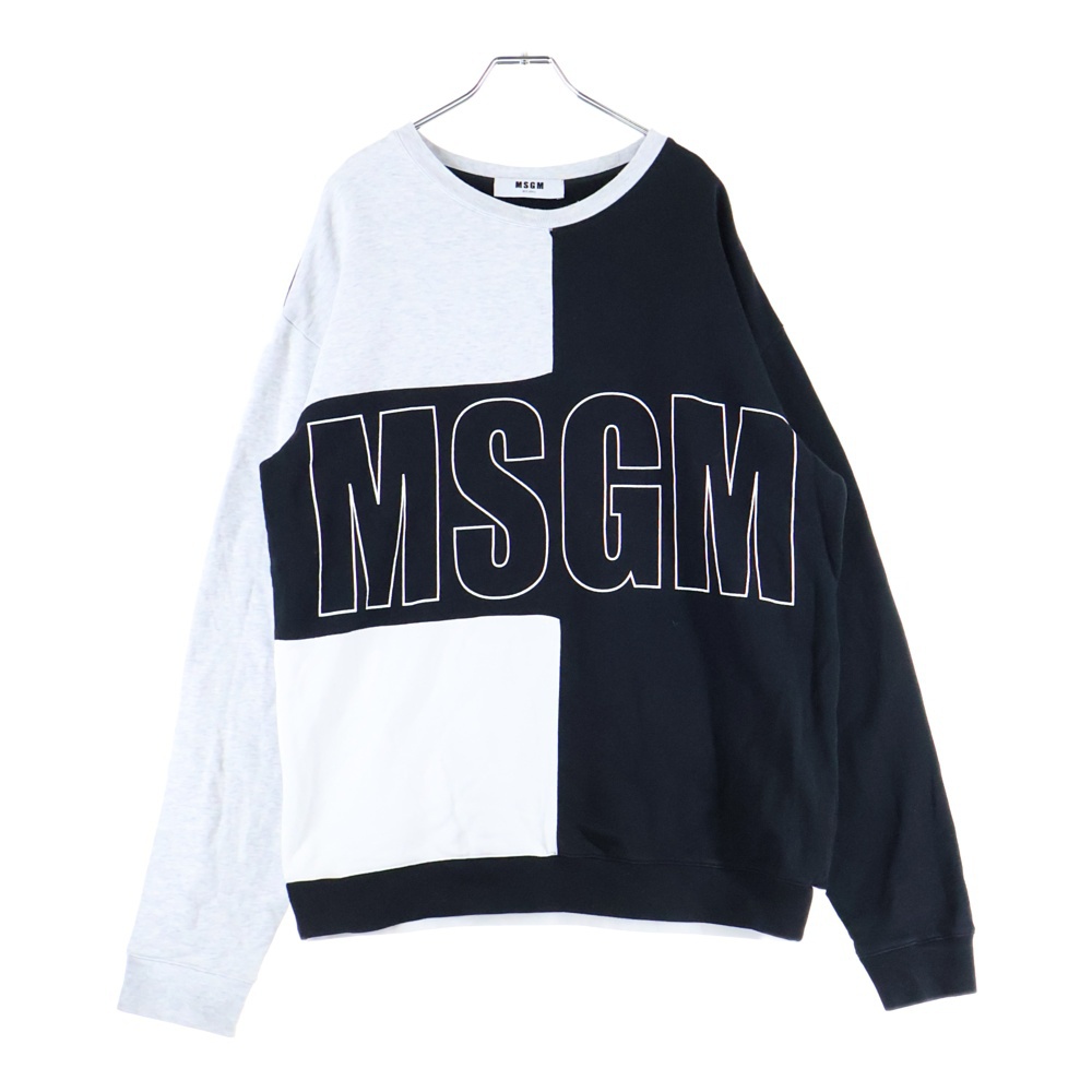 カラーブロックデザイン ロゴ クルーネックスウェットトレーナー 2540MM92 ブラック Bランク