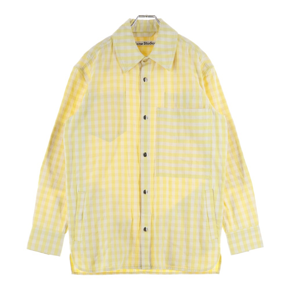 コットンウールロングスリーブ長袖チェックシャツ ジャケット FN-MN-OUTW000624 イエロー Bランク