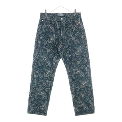 All-Over Pattern Cotton Pants 25-030-060-0019-3-0 コットン生地 総柄 パンツ グリーン Bランク