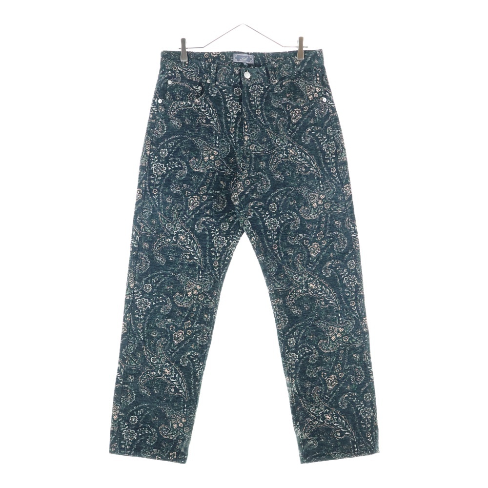 All-Over Pattern Cotton Pants 25-030-060-0019-3-0 コットン生地 総柄 パンツ グリーン Bランク