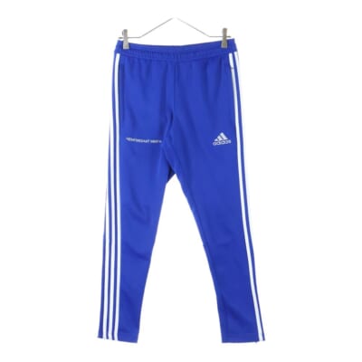 ×Gosha Rubchinskiy ゴーシャラブチンスキー ロゴ刺繍 サイドスリーストライプ トラックパンツ ブルー DP5309 Bランク