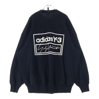 U TECH KNIT CREW SWEATER ロゴ クルーネック長袖ニット セーター ブラック Aランク