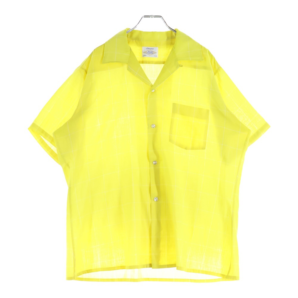 60s ARROW CHECK S/S SHIRT チェック 半袖 オープンカラー シャツ Bランク