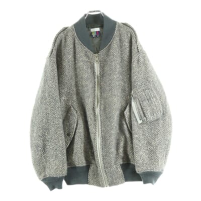 ヘリンボーン ウール MA-1 ボンバージャケット グレー HT-JK-U01 Bランク