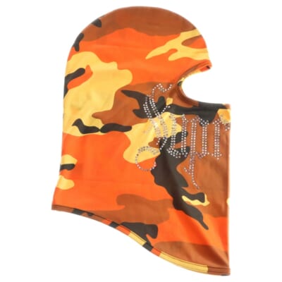 24AW Rhinestone Balaclava カモフラージュ柄 ラインストーン付きバラクラバ オレンジ Bランク