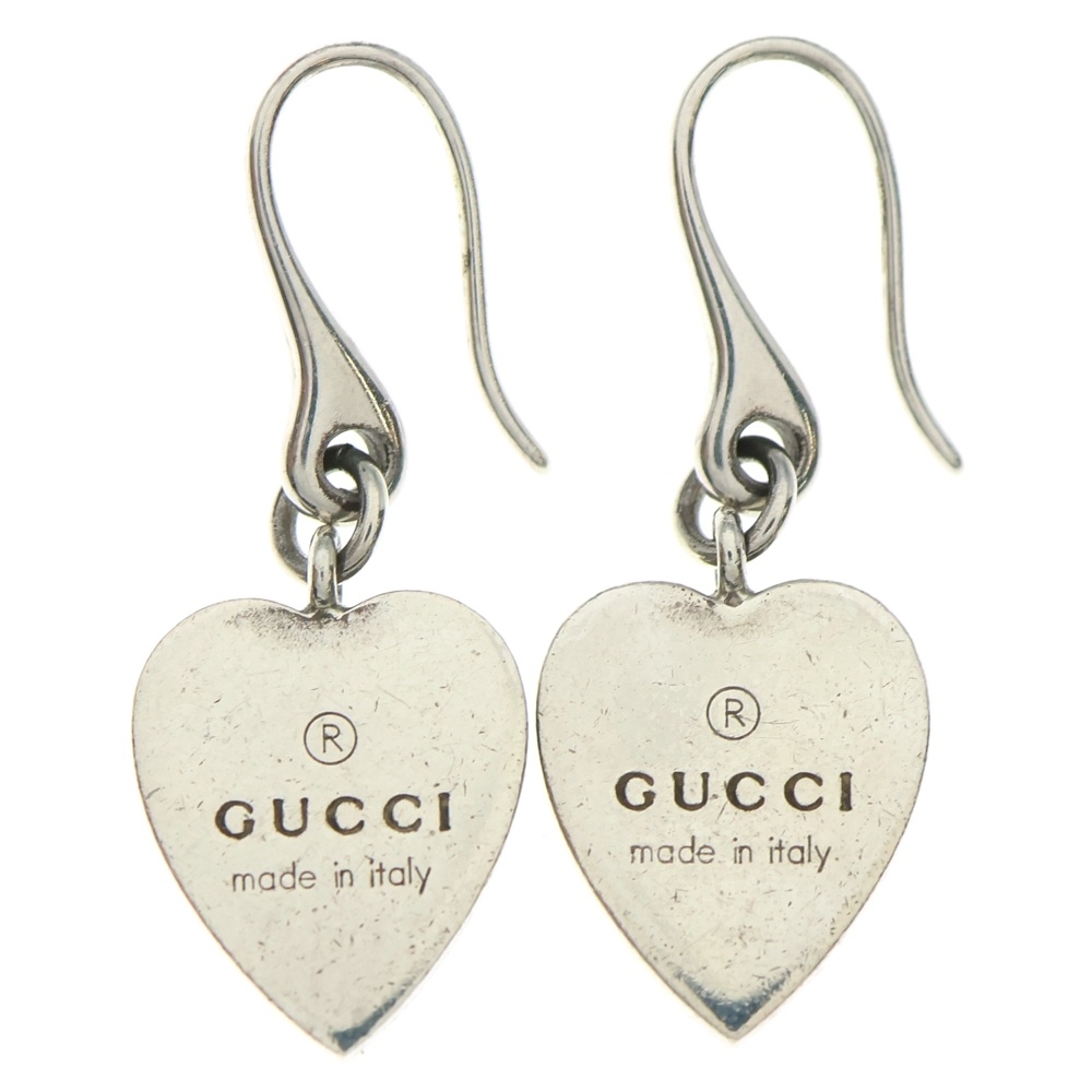 ロゴ ハートプレート ドロップ ピアス Ag925 シルバー 223993 Bランク