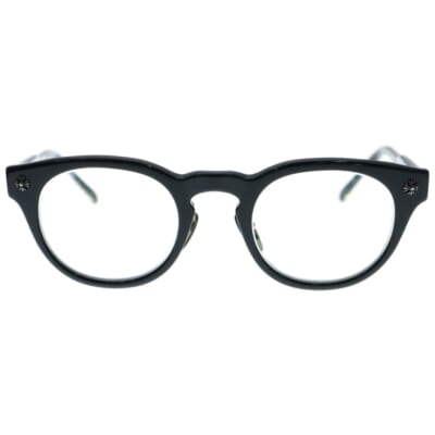 DINGALONGLINGLONG CHプラスフレーム ボストンサングラス メガネ 眼鏡 アイウェア クリア ブラック 度入り Bランク